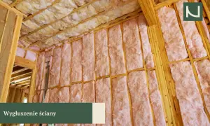 Wnętrze pokoju w trakcie budowy, ściany i sufit wypełnione różową wełną mineralną. Dowiedz się, jak wygłuszyć pokój, by cieszyć się ciszą.