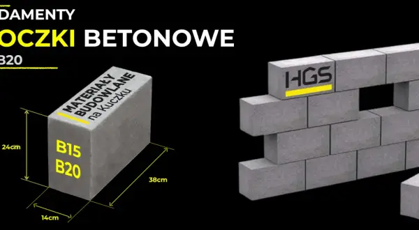 Bloczki betonowe HGS B15/B20: wymiary 38x24x14cm. Solidne fundamenty dla Twojego domu.