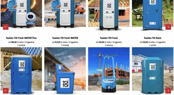 Różne modele toalet przenośnych TOI, w tym Toaleta TOI Fresh i Toaleta TOI Basic. Sprawdź aktualną wynajem toi toi cena i wybierz najlepszą opcję.